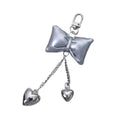 Glossy Patent Bow Keychain with Two Dangling Heart Charms view 5