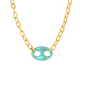 Gold Stainless Steel Chain Necklace Resin Mariner Link Pendant view 5