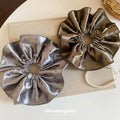 Satin Black Polka Dot Oversized Scrunchie Hair Tie Blue Gray view 3