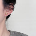 Gold Tone Braided Open Heart Clear Stone Stud Earrings For Women view 2