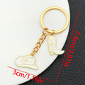 White Western Hat and Boot Star Metal Keychain Set view 6