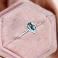 Silver Tone Pear Cabochon Mottled Stone Thin Band Ring view 3