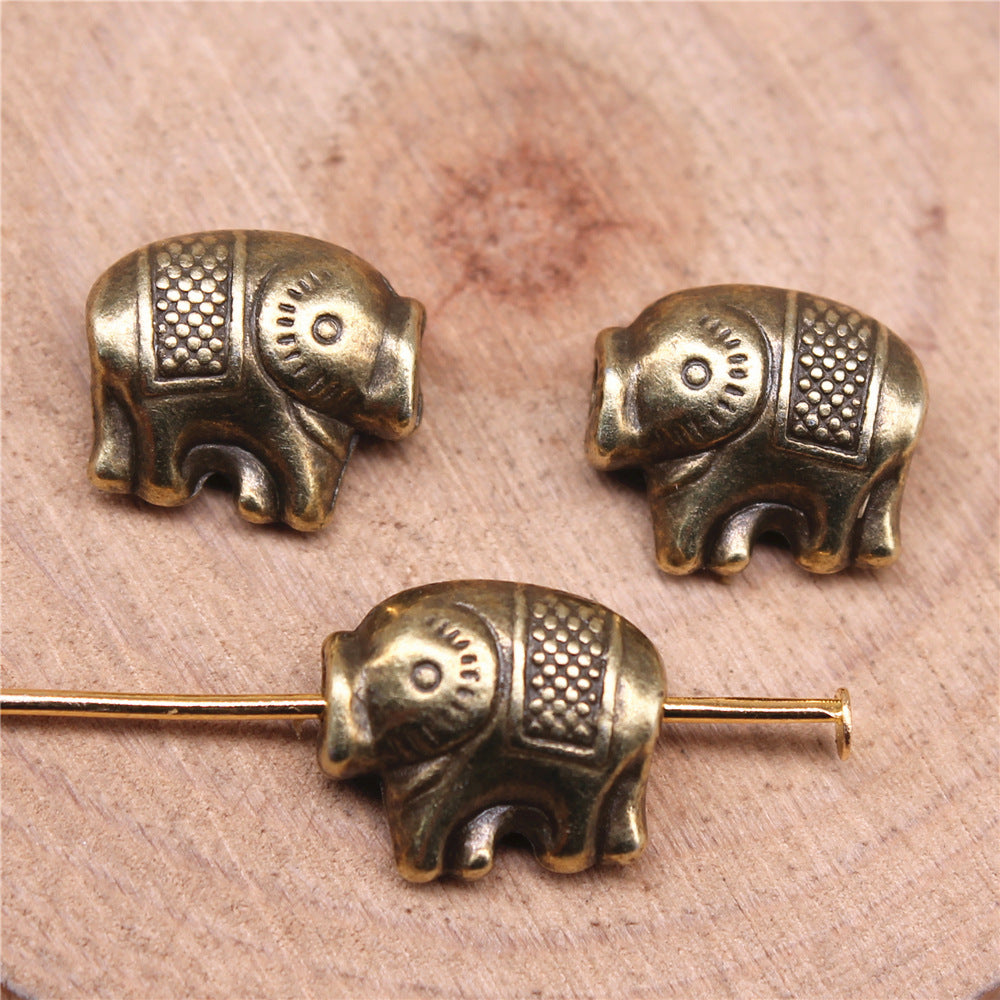 11x10mm 1.6g Antique Gold Zinc Alloy Elephant Loose Metal Beads for DIY Bracelet Jewelry Making