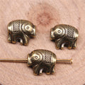 Decorated Elephant Small Hole Metal Beads in Three Finishes view 4