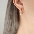 Gold U-Shape Hoop Earrings With Multi-Row Faux Pearls view 6