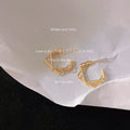 Gold Geometric Square Twisted Wire Stud Earrings Pair view 6