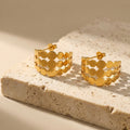 Linked Disc C Hoop Earrings in Polished Gold and Silver Tone view 3