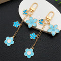 Blue and Pink Cherry Blossom Butterfly Clasp Keychain Pair view 2