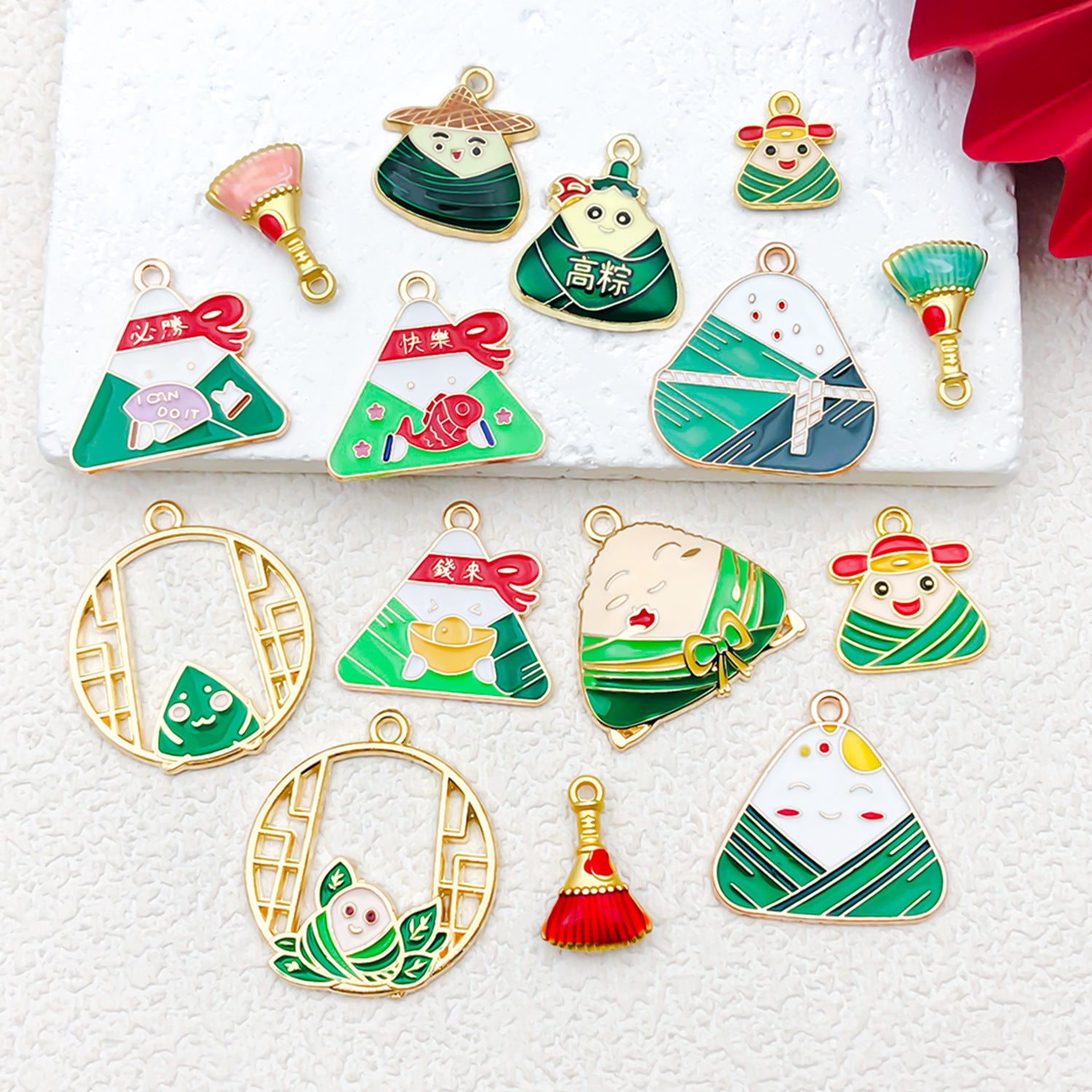 Zinc Alloy Cartoon Zongzi Festival Charm Pendant for DIY Hair Tie Bracelet Jewelry
