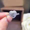 Silver Tone Heart Cluster Ring With Clear Round Stones view 3