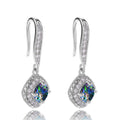 Round Halo Long Hook Earrings In Nine Stone And Metal Variants view 6