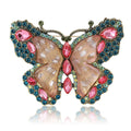 Large Rhinestone Butterfly Brooch Antique Gold Crystal Wings view 5