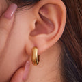 Stainless Steel Polished Hoop Earrings Gold Steel Two-Tone Sizes view 4