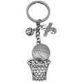 Antique Silver Basketball Hoop and Ball Metal Keychain view 5
