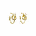 Gold Twisted Knot Open Hoop Stud Earrings Textured view 5