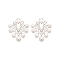 Silver Tone Crystal and Pearl Look Chandelier Earrings view 5