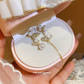 Asymmetric Butterfly Pearl And Chain Tassel Stud Earrings view 3