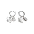 Clear Crystal Flower Hoop Drop Earrings in Polished Silver Tone view 5