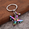 Metal Airplane Keychain, Silver Tone Or Iridescent Finish view 3