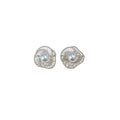 Silver Ribbon Wire Flower Pearl Look Stud Earrings view 5
