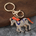 Full Rhinestone Running Horse Zinc Alloy Keychain Bag Charm