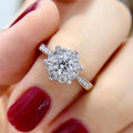 Silver Tone Halo Cluster Ring with Clear Round Stones view 2