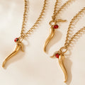 Gold Chili Pepper Pendant Necklace Ladybug Wing Cable Chain view 3