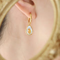 Avocado Shell Drop Hoop Earrings Gold Or Steel Tone view 4