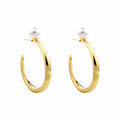 Pearl Look Ball Open C Hoop Stud Earrings In Two Sizes view 5