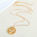 Gold Tone Filigree Bird and Moon Star Round Pendant Necklaces view 4