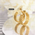 Woven Mesh Multi-Row C-Hoop Stud Earrings Gold Steel view 2
