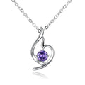 Silver Tone Swirl Heart Pendant Necklace Clear Or Purple Stone view 5