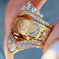 Celestial Crown Three-Ring Set In Polished Gold And Silver Tones view 2