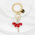 Rhinestone Ballerina Charm Keychain With Flower Accent view 10