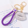 Rhinestone Lips Keychain Braided Cord Options Multi Colors view 2