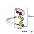 Silver Multicolor Round Gem Open Swirl Finger Ring view 4