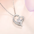 Silver Open Heart CZ Pendant Necklace on Fine Chain view 2