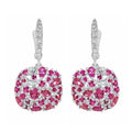 Pink Crystal Ball Leverback Earrings Metal Jewelry Design view 2