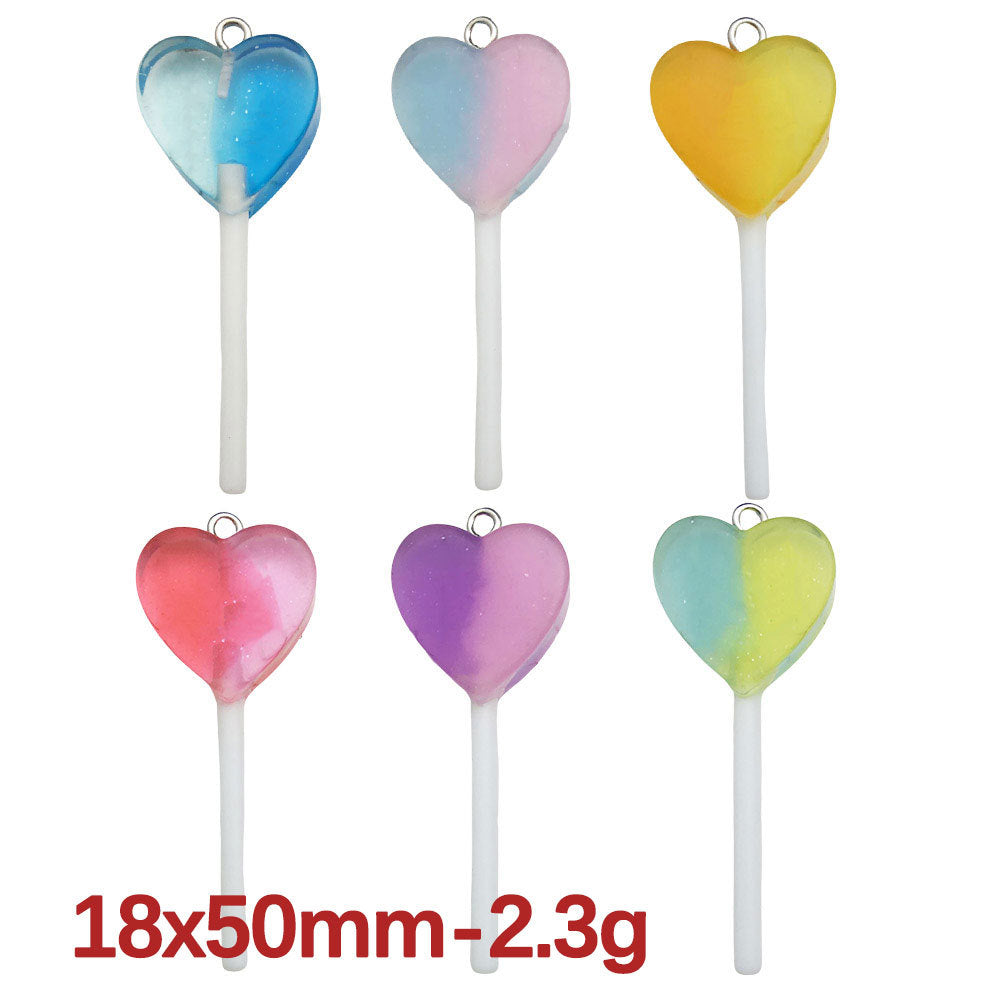 Resin Lollipop Rainbow Daisy Pinwheel charm pendants for DIY cream glue keychain decoration