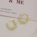 Gold and Silver Beaded Ball Hoop Earrings Metal Huggie Style view 4