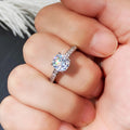 Silver Four Prong Round Clear CZ Solitaire Pave Band Ring view 4