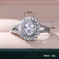 Silver Tone Floral Cluster Split Shank Ring With Polished Clear Stone Detail view 5