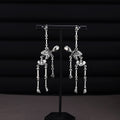 Three Silver Tone Skeleton Novelty Dangle Earrings view 4