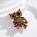 Black Gold Tone Owl Crystal Metal Brooch Pin for Jackets and Lapels view 4
