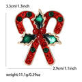 Rhinestone Candy Cane Bow Brooch with Holly and Berries view 4