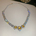 Square Cut Crystal Necklace Bracelet Stud Set Pieces view 11