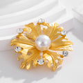 Gold Tone Flower Pearl Look Two Designs Metal Brooch Pin view 5