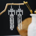 Eighty-Two Silver Tone Ethnic Fringe and Tassel Earrings view 9
