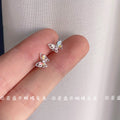 Silver Tone Pastel Iridescent Stone Open Butterfly Stud Earrings view 2