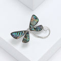 Silver Tone Dragonfly Brooch With Shell Effect Wings and Curl Tail view 2